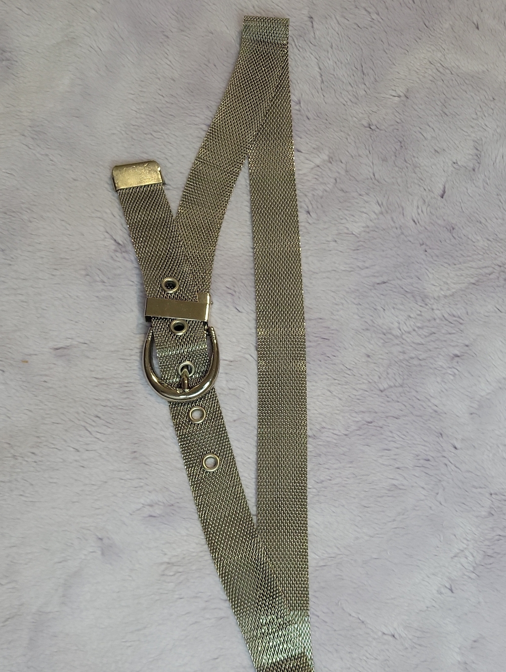 Metal Mesh Belt in Silver with Circular Buckle